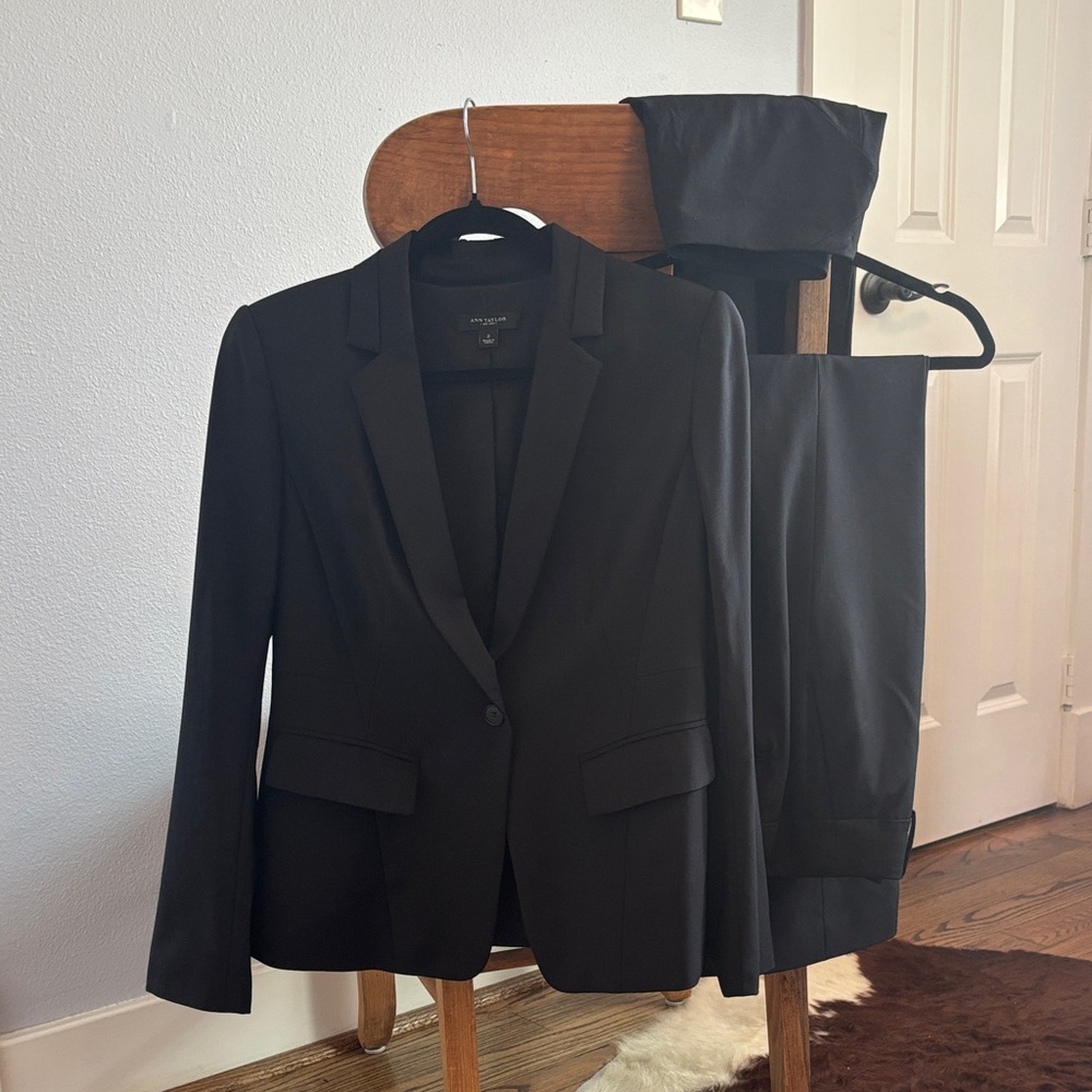 Ann Taylor Classic Black Suit - Blazer, trousers, and pencil skirt.